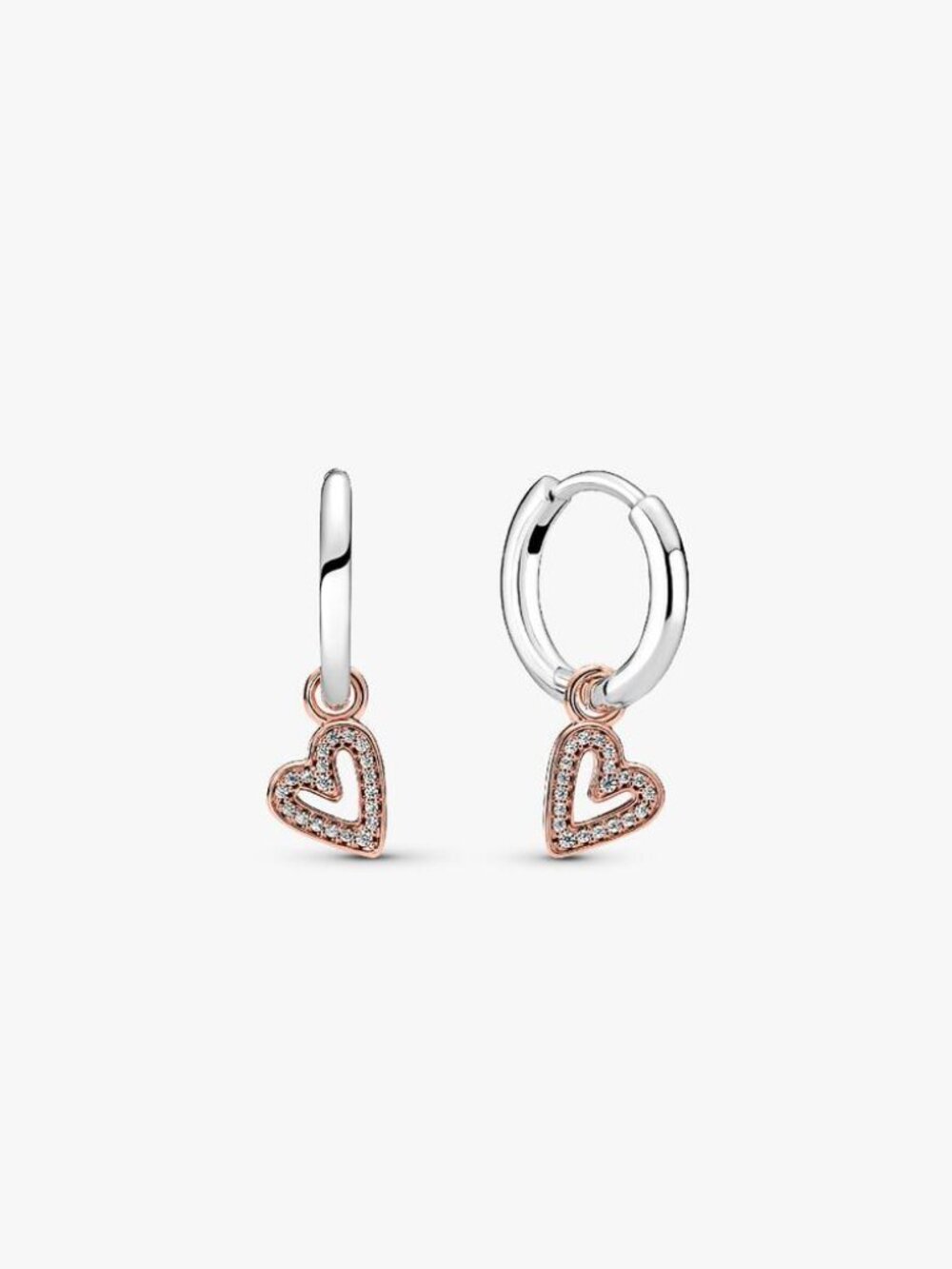 Pandora Sparkling Freehand Heart Hoop Earrings